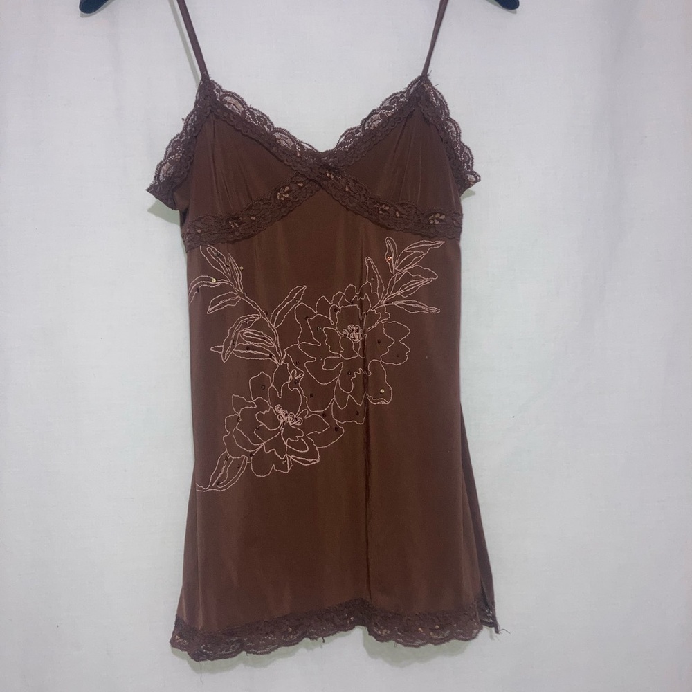 Brown Lace Trim Camisole